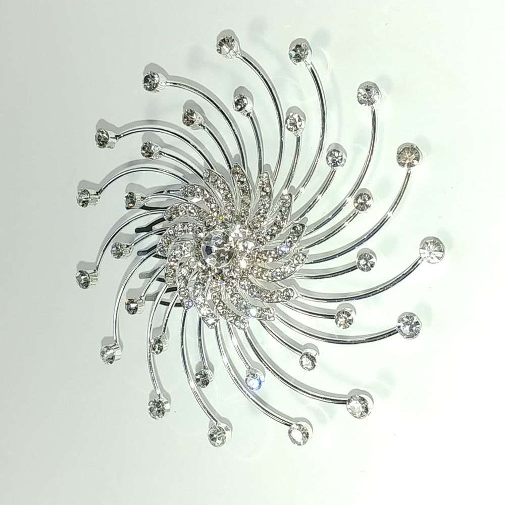 Spiral hair comb clear rhinestone NWT